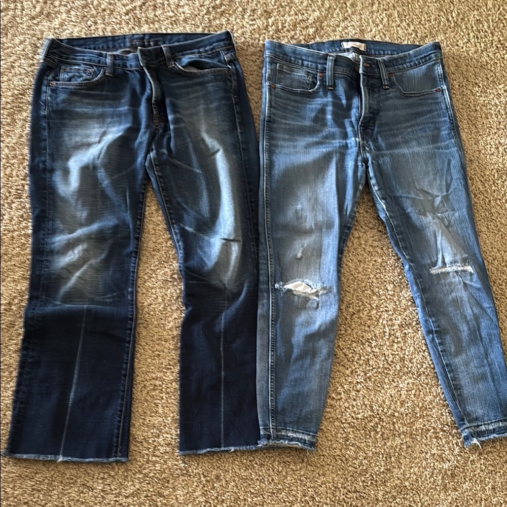 Seven7 Women's Ankle & Cropped Jeans - Dark Blue and Light Blue